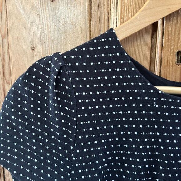 Maeve Small Dress Black White Polka Dot Anthropologie Short Sleeve Button - Picture 4 of 12
